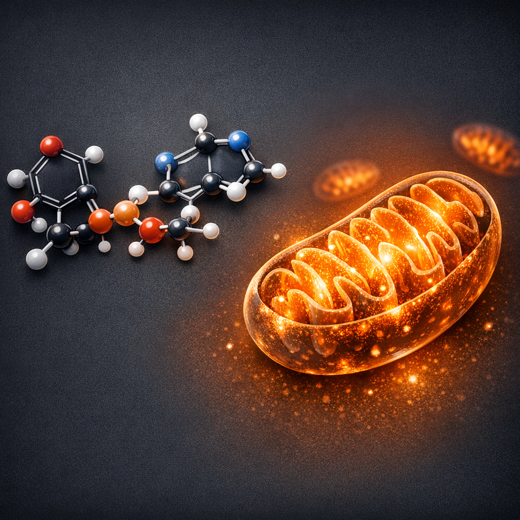 NAD+ molecule and mitochondrial energy production - cellular health and longevity concept