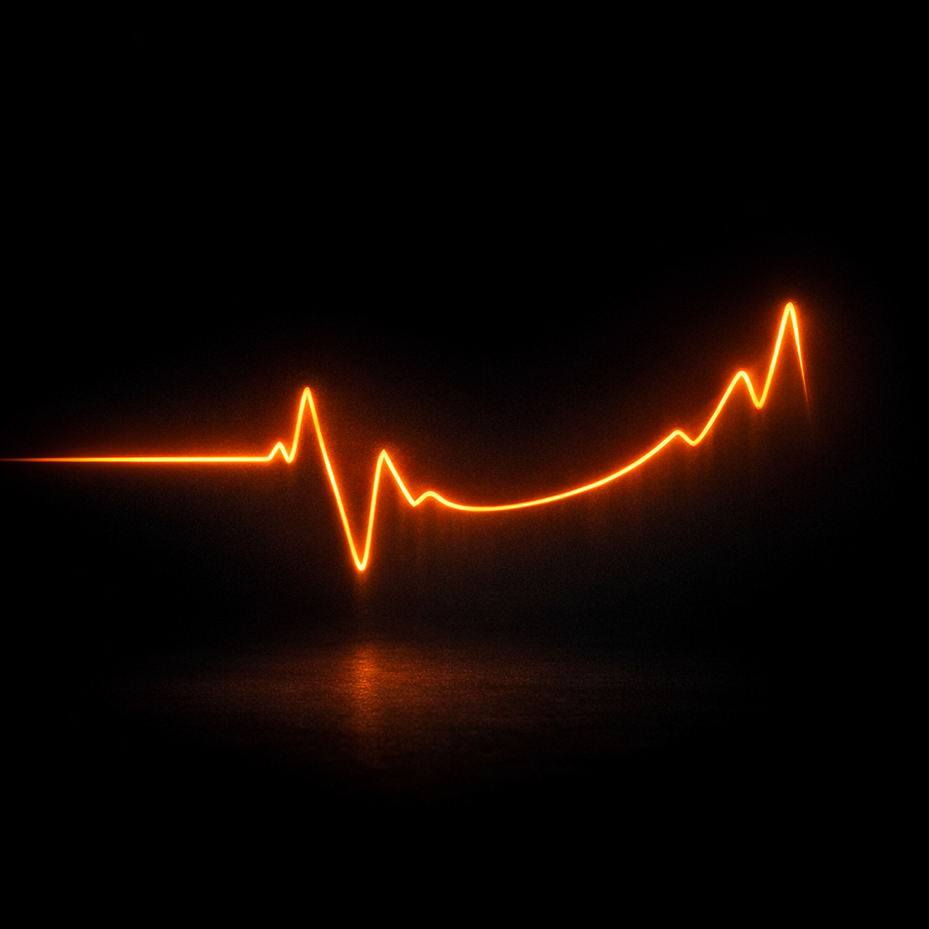 HRV waveform showing a 40% crash followed by full recovery and supercompensation — the pattern seen in overtraining syndrome and burnout